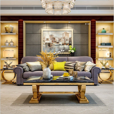 kopen Hoogte 0,45m Vierkante Marmeren Koffietafel Met Edelstaal Benen online manufacture