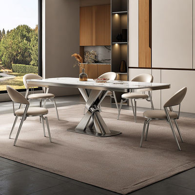 kopen Luxe ruwe tafel van roestvrij staal marmeren vierkante eettafel lengte 1,8 m online manufacture