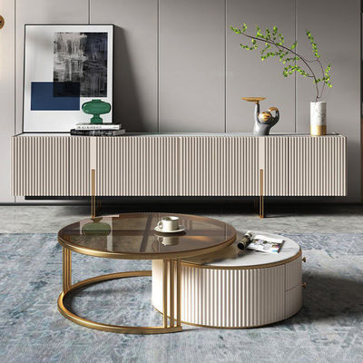 kopen Glastop Minimalist gecombineerde koffietafel Circulaire marmeren zijtafel OEM online manufacture