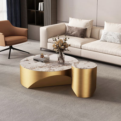 kopen Roestvrij staal cirkel koffie en eettafel gecombineerd marmer online manufacture