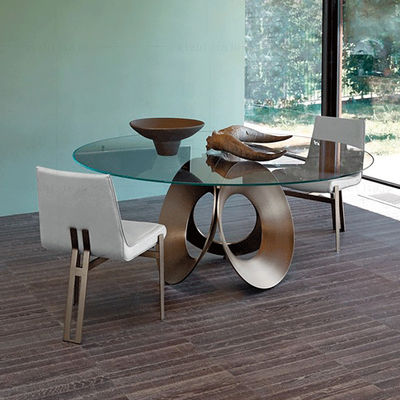 kopen Marmeren banketzaal restaurant cirkelvormige eettafel met roestvrijstalen benen online manufacture