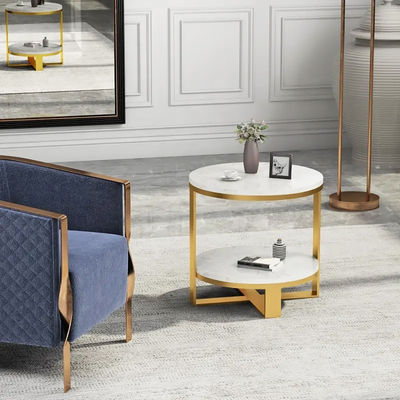 kopen Italiaanse minimalistische roestvrijstalen marmeren ronde bank online manufacture