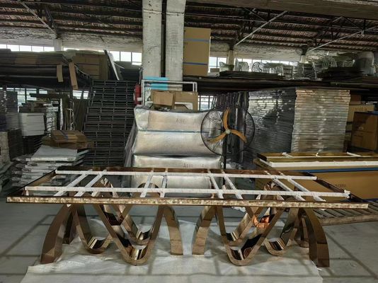 kopen Luxe, op maat gemaakt, van roestvrij staal, voetstuk, valse marmeren eettafel, voor thuis- en commercieel gebruik online manufacture