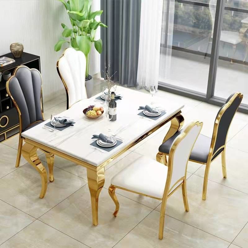 Geraffineerd glas / rechthoekig marmeren appartement eettafels voor 6 middelgrote