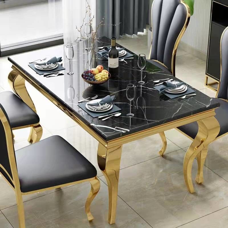 Geraffineerd glas / rechthoekig marmeren appartement eettafels voor 6 middelgrote