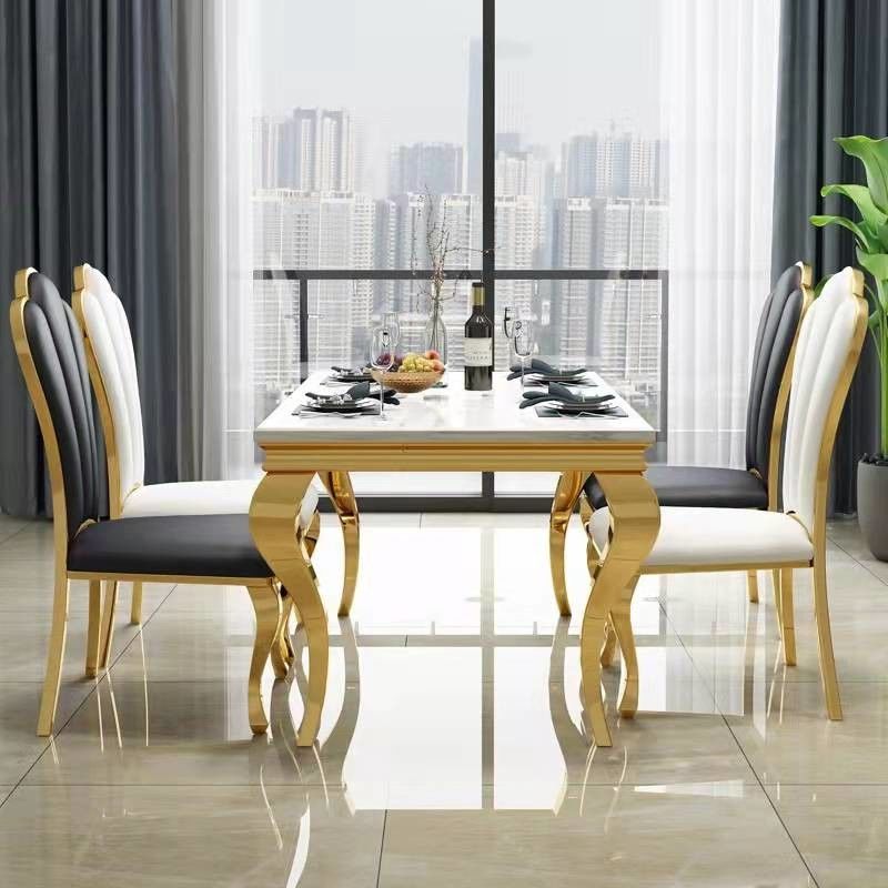 Geraffineerd glas / rechthoekig marmeren appartement eettafels voor 6 middelgrote