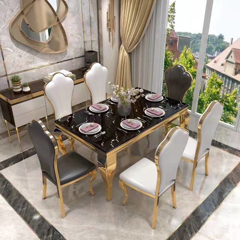 Geraffineerd glas / rechthoekig marmeren appartement eettafels voor 6 middelgrote
