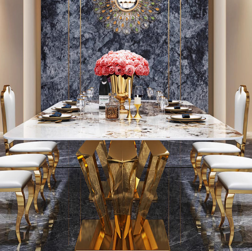 Uitstekende Eettafel van roestvrij staal marmer voor high-end decor
