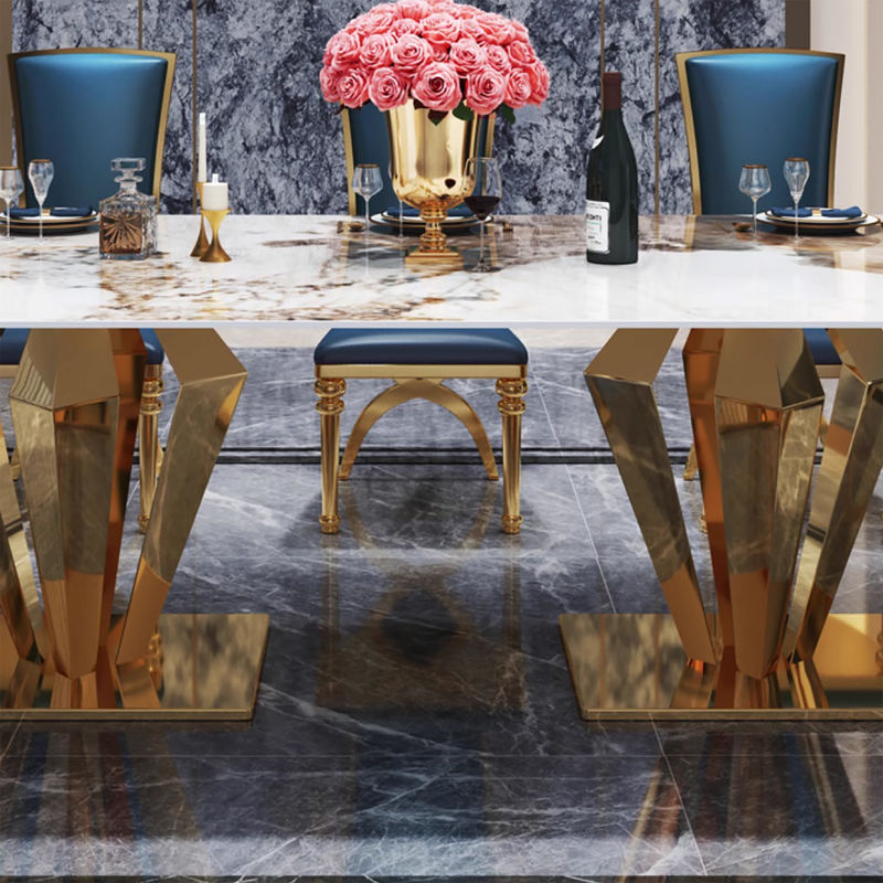 Uitstekende Eettafel van roestvrij staal marmer voor high-end decor